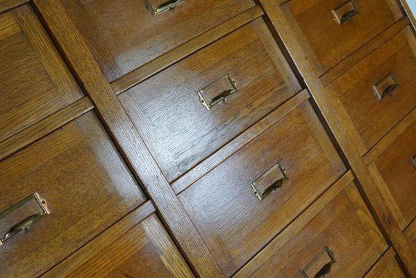 Dutch Oak Apothecary Filing Cabinet with Folding Doors, 1930s-XO-1158539