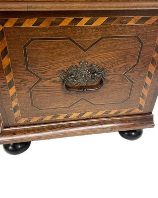 Dutch Oak Blanket Chest with Intarsia Pigeon Pattern, 1890-UCH-1819731