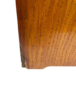 Dutch Oak Desk Letter Cabinet with Round Sliding Top-UCH-1284828