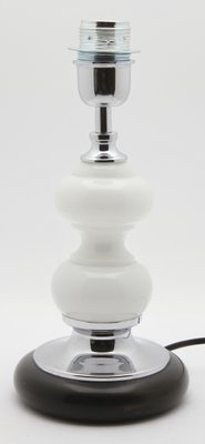 Dutch Opaline Table Lamp with Ball-Stem and Chrome Details and White Black Base-MJY-1148804