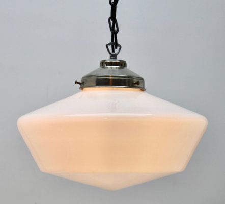 Dutch Pendant Lamp with Opaline Shade, 1930s-MJY-1148781