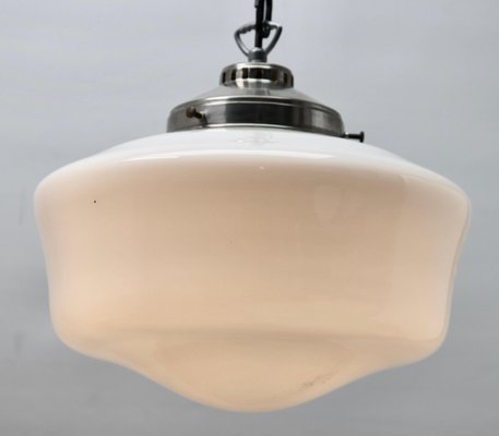 Dutch Pendant Lamp with Opaline Shade, 1930s-MJY-1148774