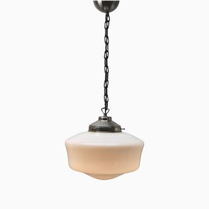 Dutch Pendant Lamp with Opaline Shade, 1930s-MJY-1148774