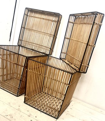 Dutch Rattan and Steel Storage Baskets by Dirk Van Sliedregt Attr. For Rohé, 1960s, Set of 2-WZZ-974030