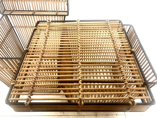 Dutch Rattan and Steel Storage Baskets by Dirk Van Sliedregt Attr. For Rohé, 1960s, Set of 2-WZZ-974030