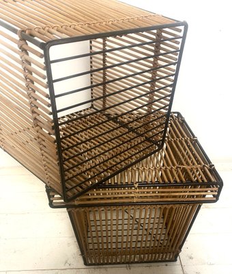 Dutch Rattan and Steel Storage Baskets by Dirk Van Sliedregt Attr. For Rohé, 1960s, Set of 2-WZZ-974030