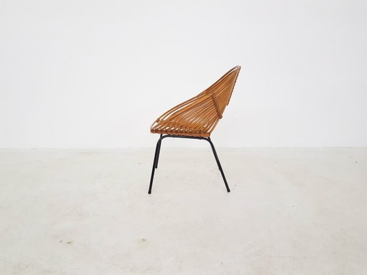 Dutch Rattan Lounge Chair from Rohe Noordwolde, 1950s-ZO-614424