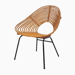 Dutch Rattan Lounge Chair from Rohe Noordwolde, 1950s-ZO-614424