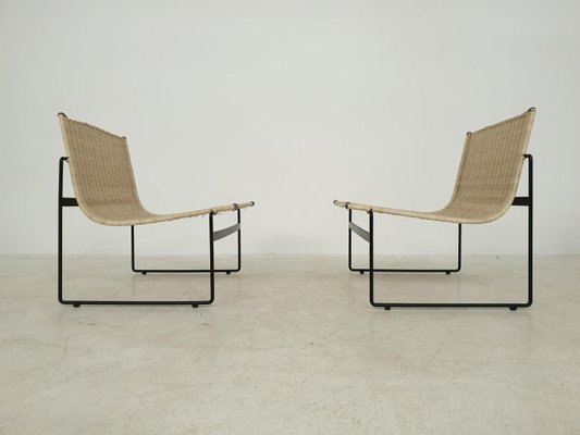 Dutch Rattan Lounge Chairs by Gregorio Vicente Cortes & Luis Onsurbe for Metz and Co, 1960s, Set of 2-ZO-639698