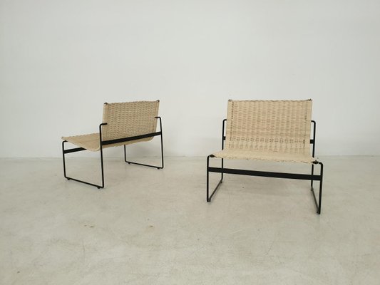 Dutch Rattan Lounge Chairs by Gregorio Vicente Cortes & Luis Onsurbe for Metz and Co, 1960s, Set of 2-ZO-639698