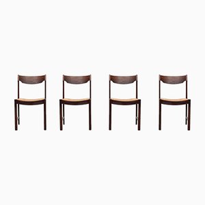 Dutch Rattan Wengé Dining Chairs, 1960s, Set of 4-GCG-963235