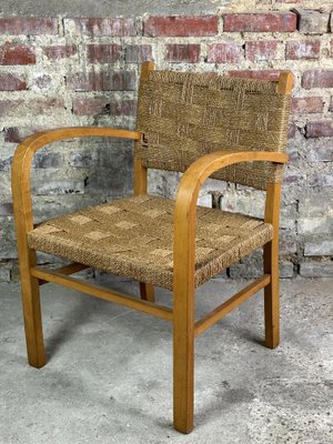 Dutch Rope and Wood Lounge Chair from Vroom & Dreesman, 1960s-RWZ-1425294