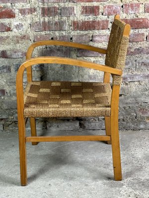 Dutch Rope and Wood Lounge Chair from Vroom & Dreesman, 1960s-RWZ-1425294