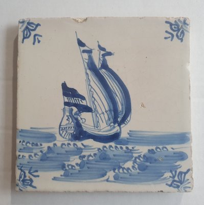 Dutch Ship Boat Tile from Delft, 1635-BXK-2026717