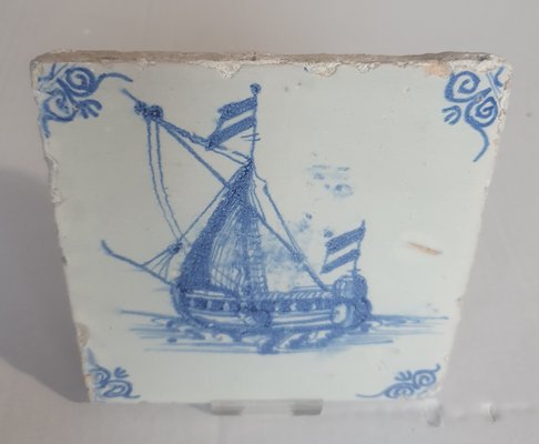 Dutch Ship Boat Tile from Delft, 1635-BXK-2026721