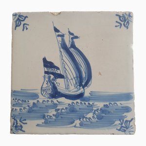 Dutch Ship Boat Tile from Delft, 1635-BXK-2026717