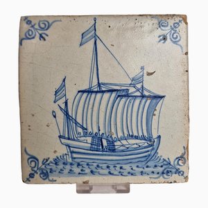 Dutch Ship Boat Tile from Delft, Amsterdam, 1620s-BXK-2026812