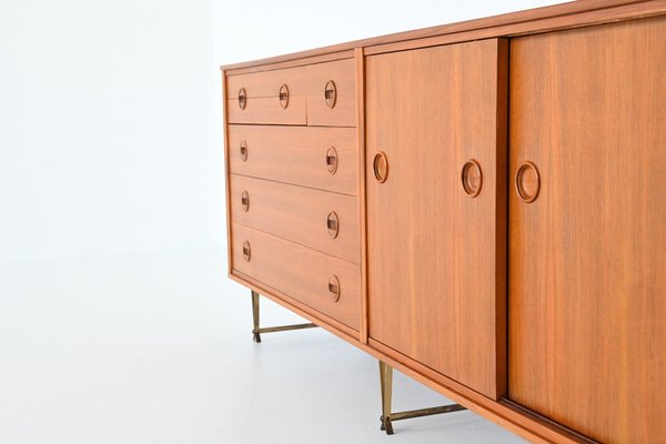 Dutch Sideboard in Walnut and Brass by William Watting for Fristho, 1950s-BXV-1791759