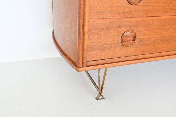 Dutch Sideboard in Walnut and Brass by William Watting for Fristho, 1950s-BXV-1791759