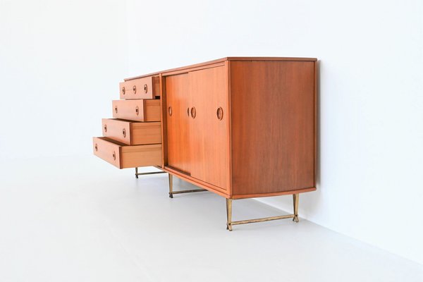 Dutch Sideboard in Walnut and Brass by William Watting for Fristho, 1950s-BXV-1791759