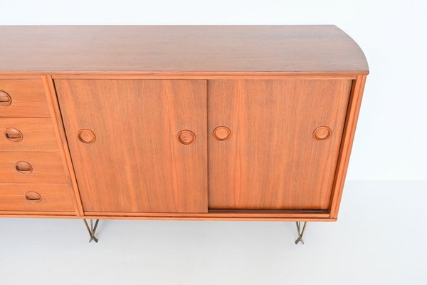 Dutch Sideboard in Walnut and Brass by William Watting for Fristho, 1950s-BXV-1791759