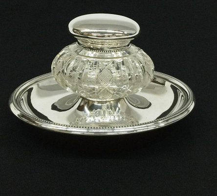 Dutch Silver & Crystal Cut Inkwell by J.M. Van Kempen en Zn for Voorschoten, 1874-UCH-1224690