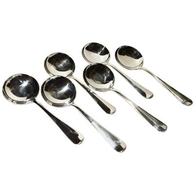 Dutch Silver Haags Praise Bouillon Spoons, Voorschoten, Set of 6-UCH-1224643