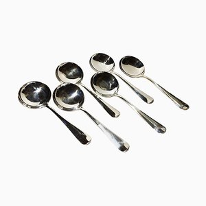 Dutch Silver Haags Praise Bouillon Spoons, Voorschoten, Set of 6-UCH-1224643