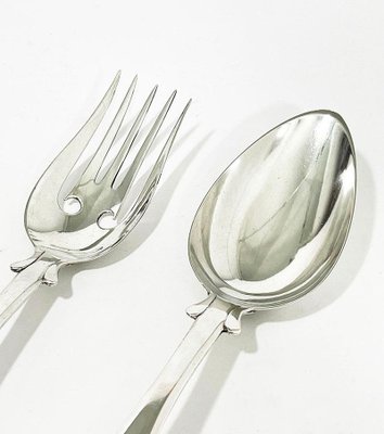 Dutch Silver Lettuce Place Setting by J. H. Eversbag & D. Van Outvoorst, 1884/86, Set of 2-UCH-1224318