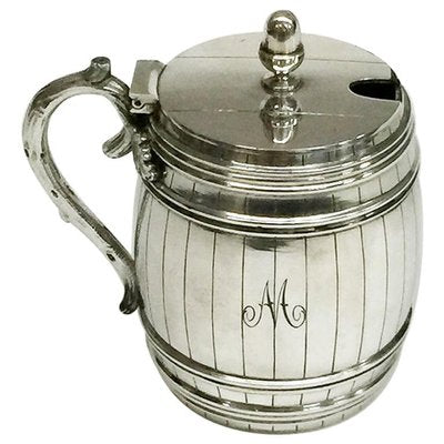 Dutch Silver Mustard Pot in the Shape of a Barrel, 1894-UCH-1224927