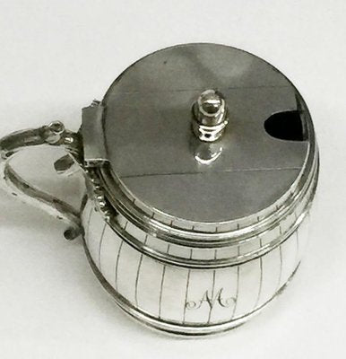 Dutch Silver Mustard Pot in the Shape of a Barrel, 1894-UCH-1224927