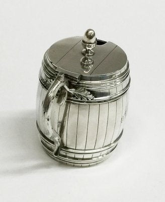 Dutch Silver Mustard Pot in the Shape of a Barrel, 1894-UCH-1224927