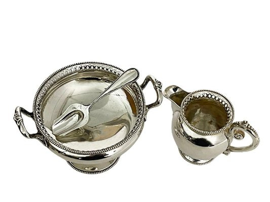 Dutch Silver Sugar & Cream Set from Van Kempen & ZN, Voorschoten, 1889, Set of 3-UCH-1284829