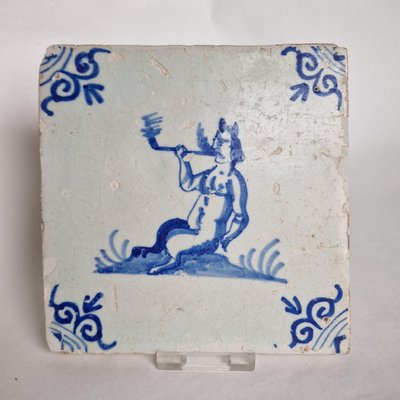 Dutch Smoking Satyr Tile from Delft, 1630s-BXK-2026851