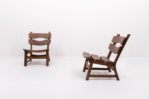 Dutch Stained Oak Chairs by Dittmann & Co. for Awa, 1970s, Set of 5-KMC-1740030