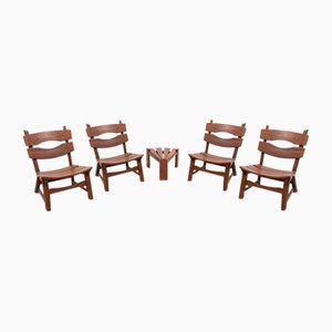 Dutch Stained Oak Chairs by Dittmann & Co. for Awa, 1970s, Set of 5-KMC-1740030