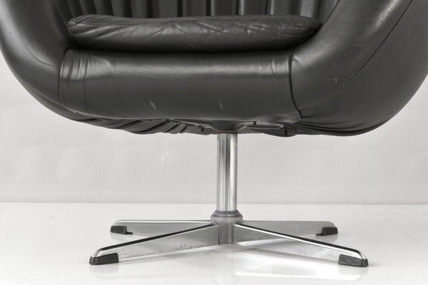 Dutch Swivel Bucket Chair in Leather, 1960-LOB-1235787