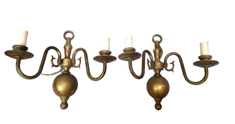 Dutch Wall Lights, 1930s, Set of 2-ZVO-1787850