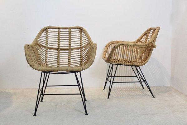 Dutch Wicker & Steel Chairs, Set of 2-MO-741469