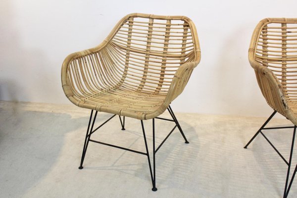 Dutch Wicker & Steel Chairs, Set of 2-MO-741469