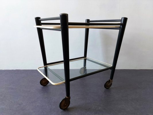 Dutch Wood and Glass Serving Trolley from Coja, 1960s-NV-1343594