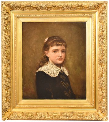 E. Lambrichs, Portrait of a Young Woman, 1887, Oil on Canvas, Framed-YVI-1313026