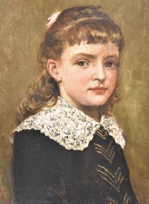 E. Lambrichs, Portrait of a Young Woman, 1887, Oil on Canvas, Framed-YVI-1313026