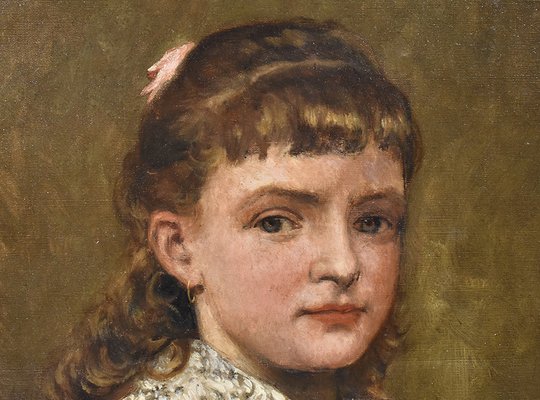 E. Lambrichs, Portrait of a Young Woman, 1887, Oil on Canvas, Framed-YVI-1313026