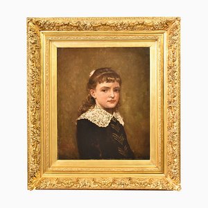 E. Lambrichs, Portrait of a Young Woman, 1887, Oil on Canvas, Framed-YVI-1313026