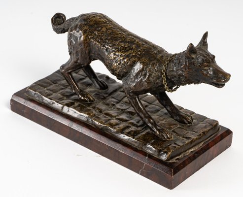 E. Vrillard, Sheepdog Wants to Play, 1800s, Bronze Sculpture-UQL-1334811