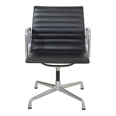 EA-108 Chair with Black Leather and an Aluminium Frame by Charles Eames for Vitra-MTD-1400510