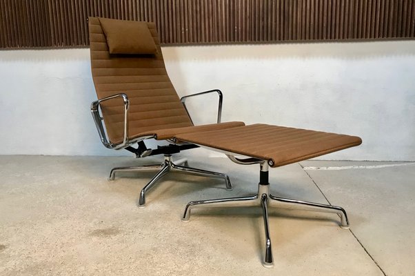 EA 124 Aluminium Lounge Chair & EA 125 Ottoman by Charles & Ray Eames for Vitra, 1958, Set of 2-JP-998156