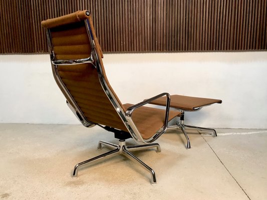 EA 124 Aluminium Lounge Chair & EA 125 Ottoman by Charles & Ray Eames for Vitra, 1958, Set of 2-JP-998156