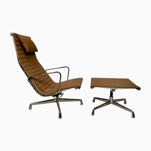 EA 124 Aluminium Lounge Chair & EA 125 Ottoman by Charles & Ray Eames for Vitra, 1958, Set of 2-JP-998156